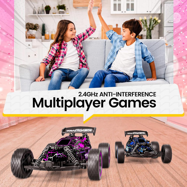 Tecnock Autos RC para niños, escala 1:18 2WD RC Car con luces LED,...