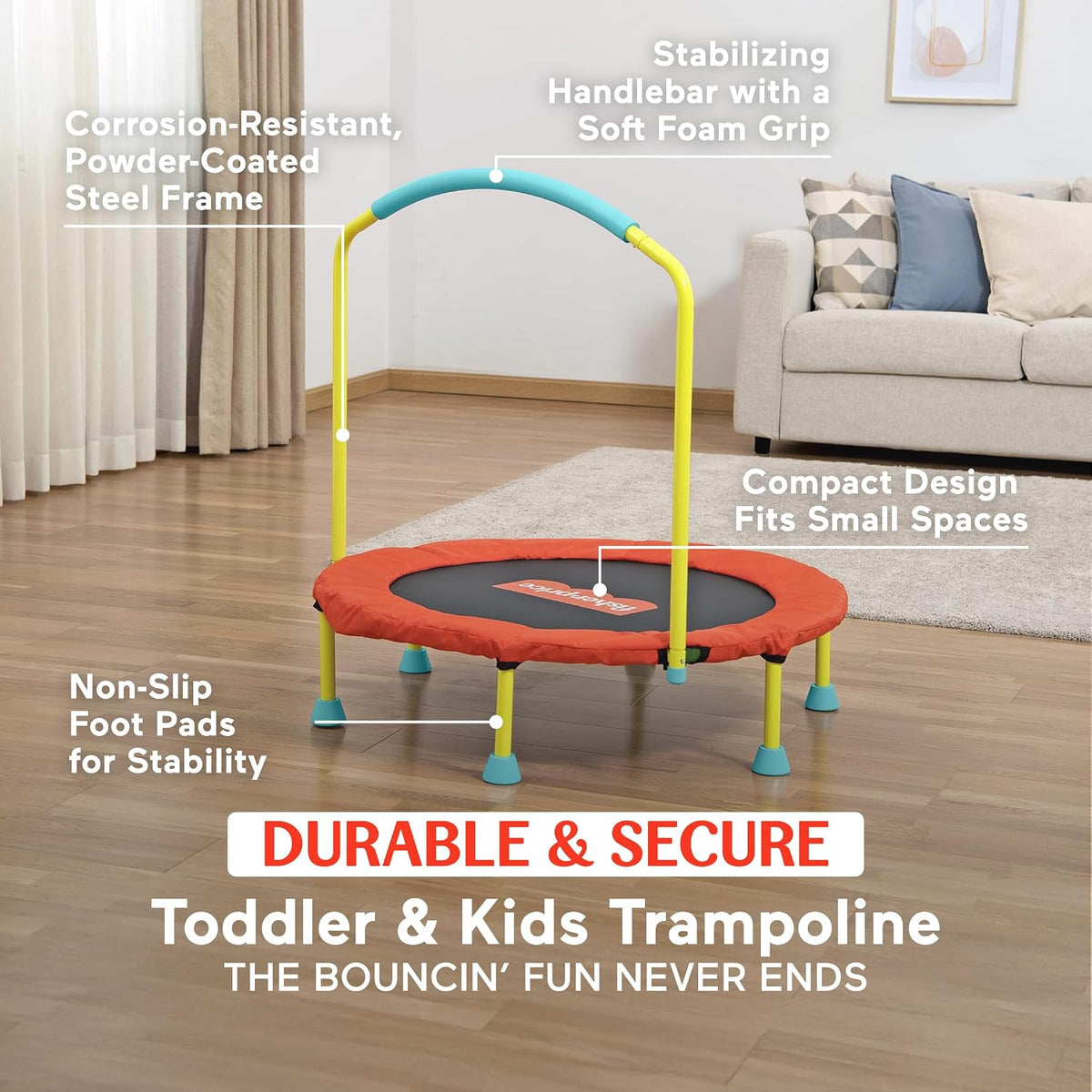 Fisher-Price Mini trampolín, WonderJump 36 pulgadas gorila redonda, multicolor