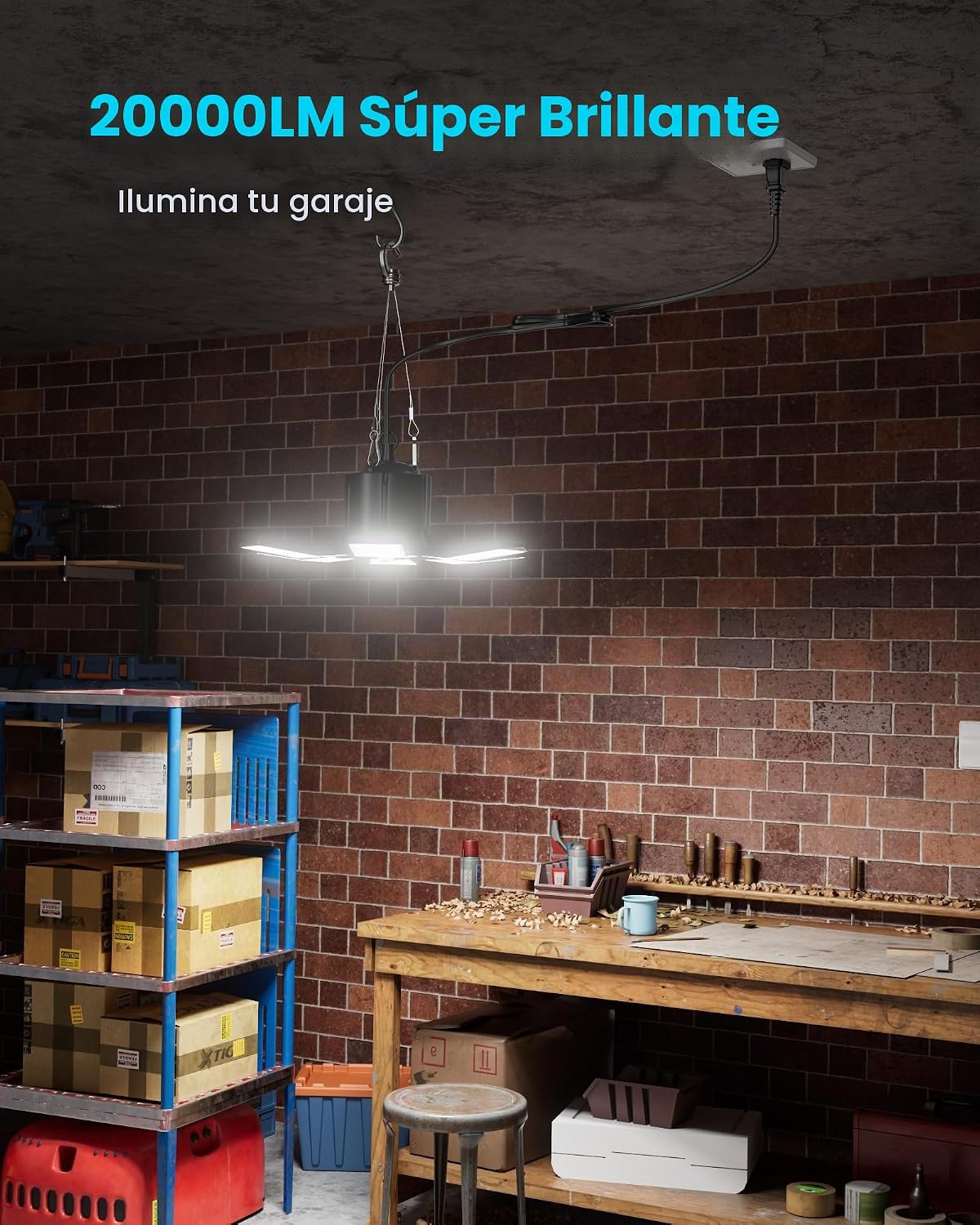 Enchufe de luz de garaje con sensor de movimiento, 200W, 2000LM, base E26, 1 paquete