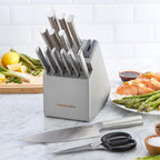 KitchenAid Juego de Cuchillos Gourmet con Bloque y Afilador Integrado, 15 Piezas, Acero Inoxidable