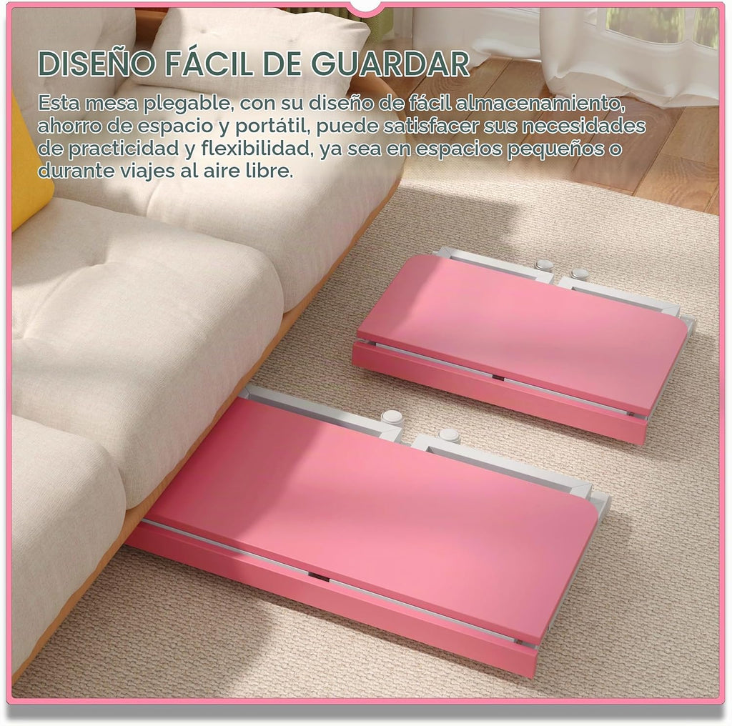 Escritorio pequeño sin herramientas de 23.6 pulgadas, escritorio portátil plegable con ruedas, altura ajustable, escritorios plegables para computadora en casa, mesa de escritura plegable para