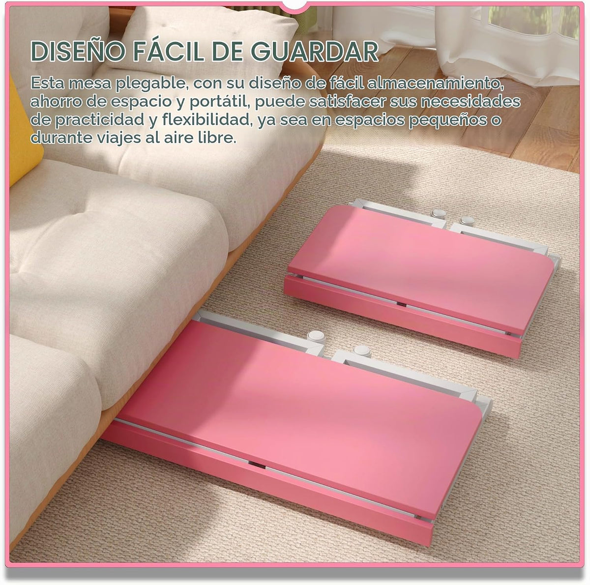 Escritorio pequeño sin herramientas de 23.6 pulgadas, escritorio portátil plegable con ruedas, altura ajustable, escritorios plegables para computadora en casa, mesa de escritura plegable para