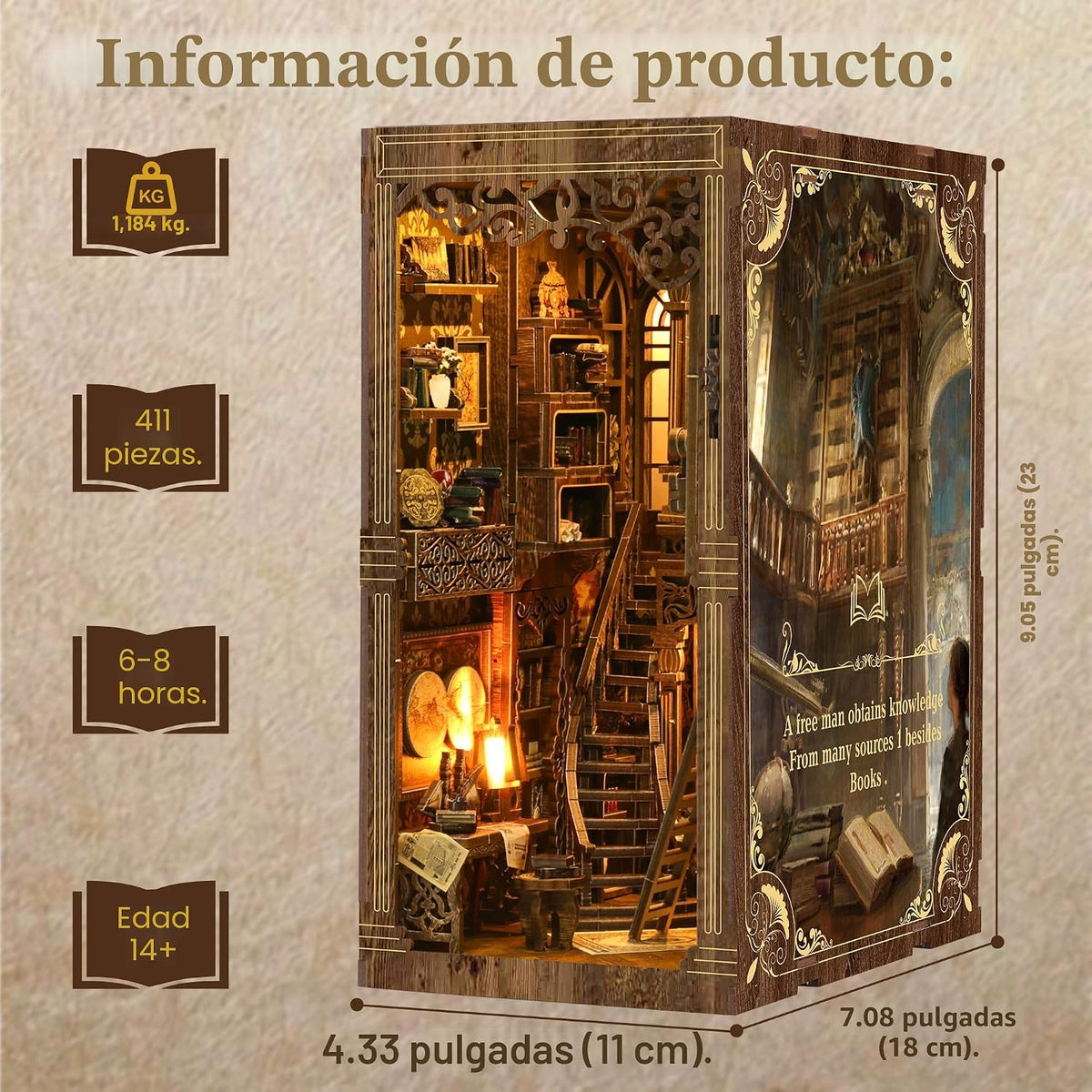 CRIOLPO Kits de Rincón de Libros para Adultos - Kit de Rincón de Libros Decoración de Estantería Casa en Miniatura DIY Kit para Estantería - Kits de Manualidades para Adultos Kits de Modelos Booknook