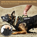 Arnés de chaleco de servicio para perros grandes, chaleco táctico MOLLE de trabajo con 10 parches para mascotas, arnés resistente sin tirones para entrenar y caminar
