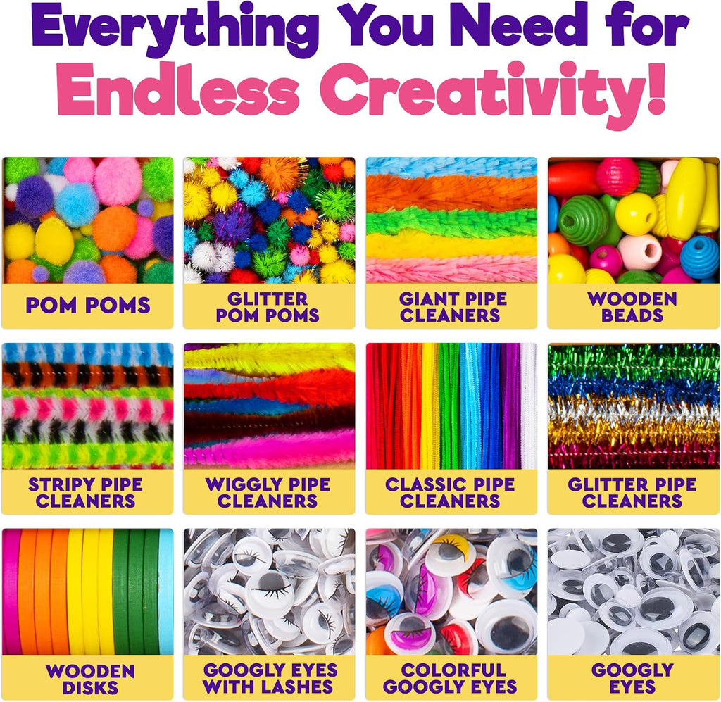 Blue Squid Más de 3000 piezas de suministros de arte y manualidades para niños | Caja de kit de manualidades para niños de 4 a 5, 4 a 8, 6 a 8, 8 a 12 | Suministros y materiales para manualidades, juego de manualidades, caja de arte, regalos para niñas y