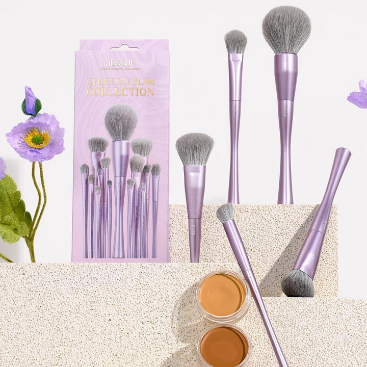 Jessup Brochas de maquillaje para la cara 5 piezas, juego de brocha...