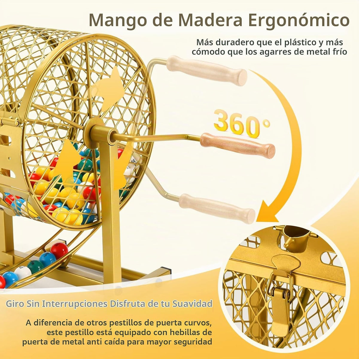 Juego de bingo de 12.6 pulgadas de alto con jaula de acero, juego de bingo profesional para adultos incluye 150 fichas coloridas, 30 tarjetas y 75 bolas, ideal para diversión familiar, grupos grandes, fiestas