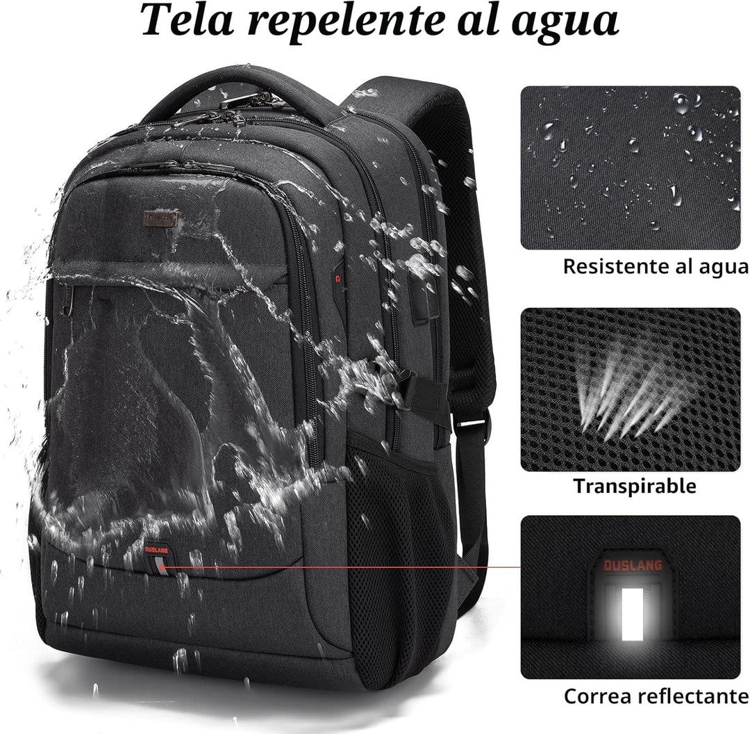 DUSLANG Mochila para laptop de 17 pulgadas para viajes, resistente...