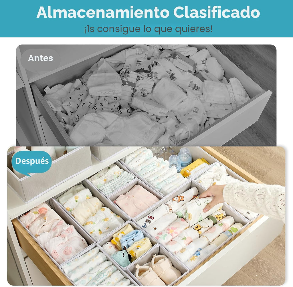 Vtopmart Paquete de 18 Organizadores de Ropa para Bebé, Cajas de Tela Plegables para Cajones