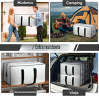 Paquete de 6 bolsas de mudanza resistentes de 210 GSM con cremallera lateral totalmente abierta, 93 L y 65 libras, impermeables, plegables para dormitorio universitario, alternativas de cajas de mudanza y organización del hogar, color blanco