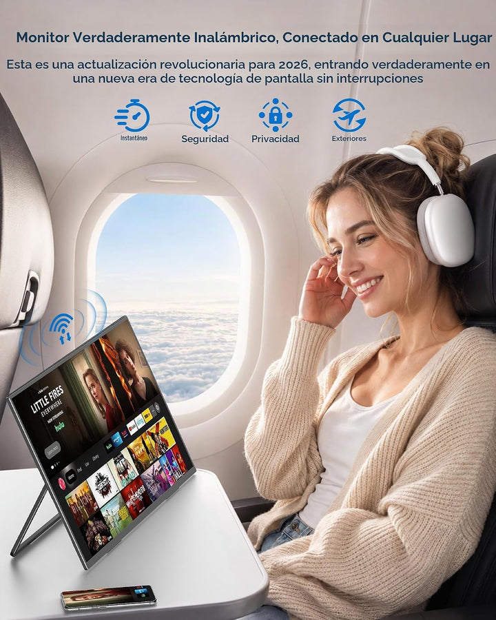 EVICIV Monitor portátil inalámbrico con batería de 8000 mAh, 15.6 p...