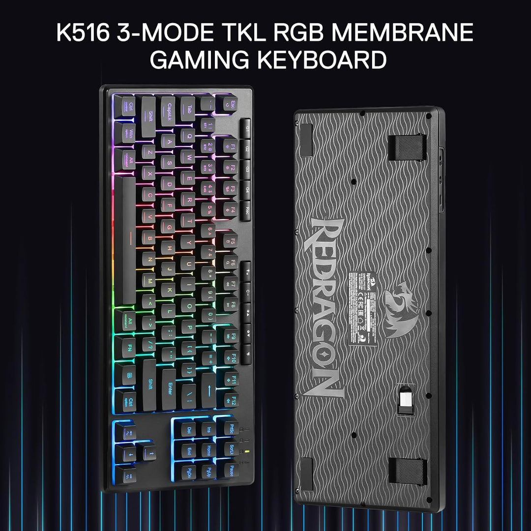 Redragon K516 PRO Shiva TKL RGB Teclado inalámbrico de membrana par...