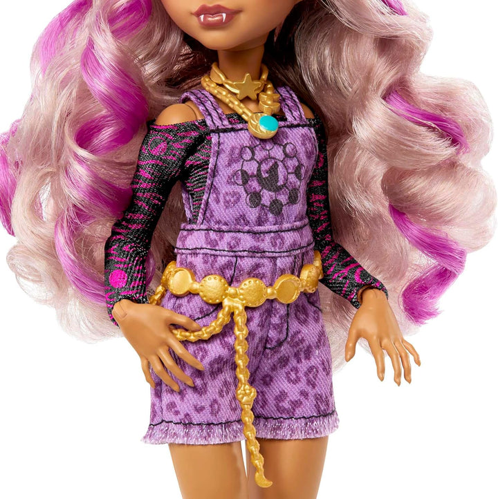 Muñeca Monster High, Clawdeen Wolf con cabello con rayas púrpuras e...