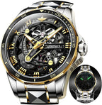 OLEVS Reloj cronógrafo de acero inoxidable impermeable para hombre