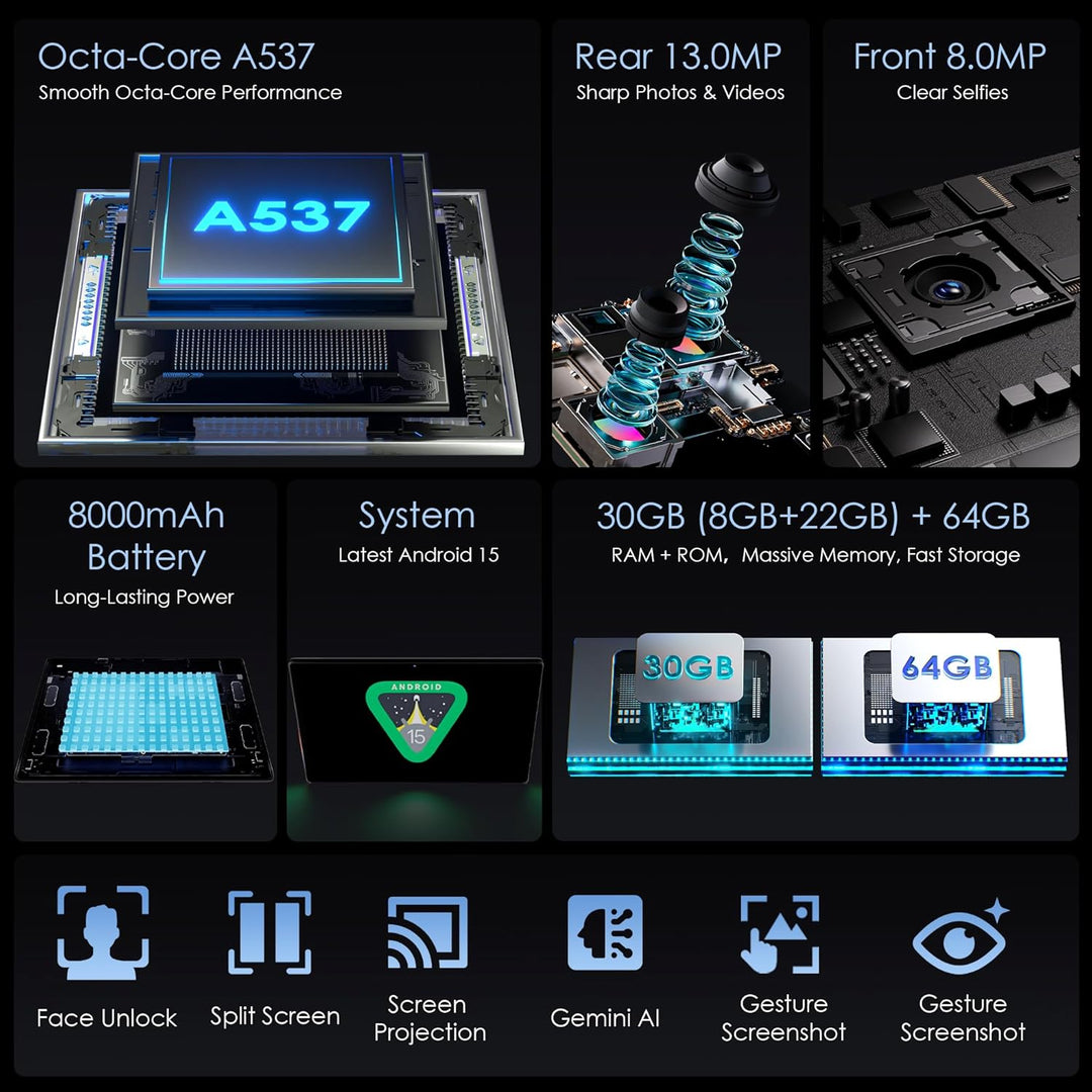 Tablet 2026 de 10 pulgadas Android 15 con teclado de 30 GB de RAM +...