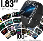 Reloj inteligente para mujeres y hombres, rastreador de fitness HD de 1.83 pulgadas (respuesta/hacer llamadas) con monitor de frecuencia cardíaca 24/7/sueño/SpO2, resistente al agua IP68, más de 100