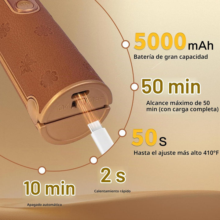 Rizador de pelo inalámbrico 2 en 1, recargable USB-C de 5000 mAh, p...