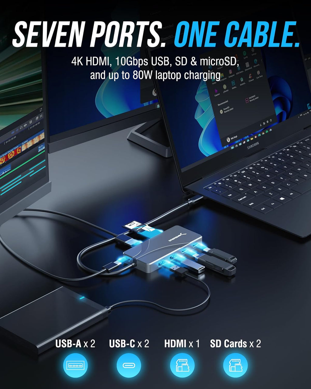 SABRENT, HB-TG7S, hub USB 3.0