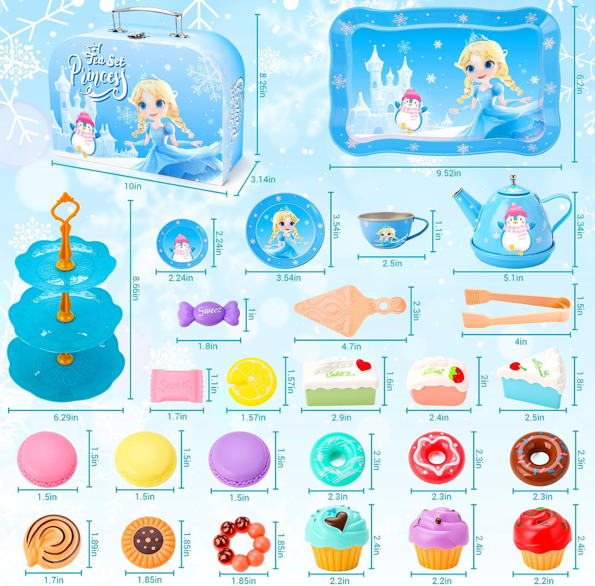 INNOCHEER - Juego de fiesta de té para niñas pequeñas de 3, 4, 5, 6, 7, 8