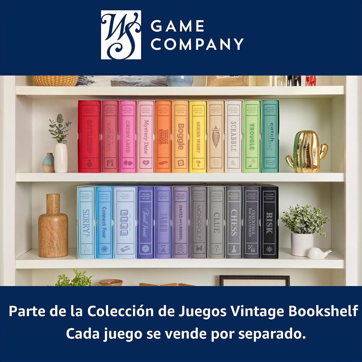 WS Game Company Juego de mesa de ajedrez Vintage Bookshelf Edition con