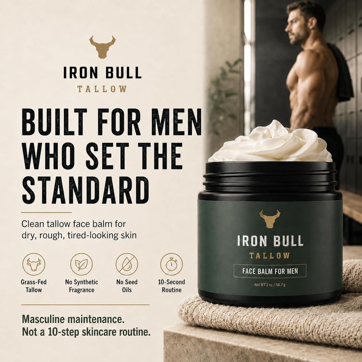 Iron Bull - Hidratante facial de sebo de res para hombres. Antienve...