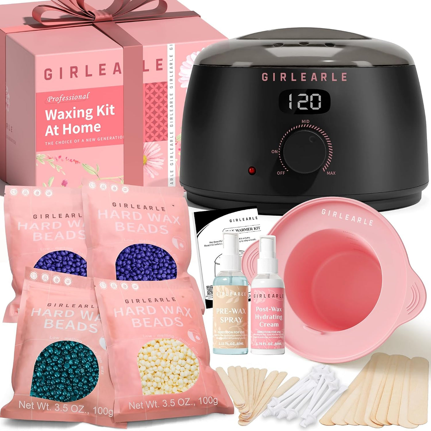 GIRLEARLE Kit de depilación digital negro y rosa para mujeres y hom...