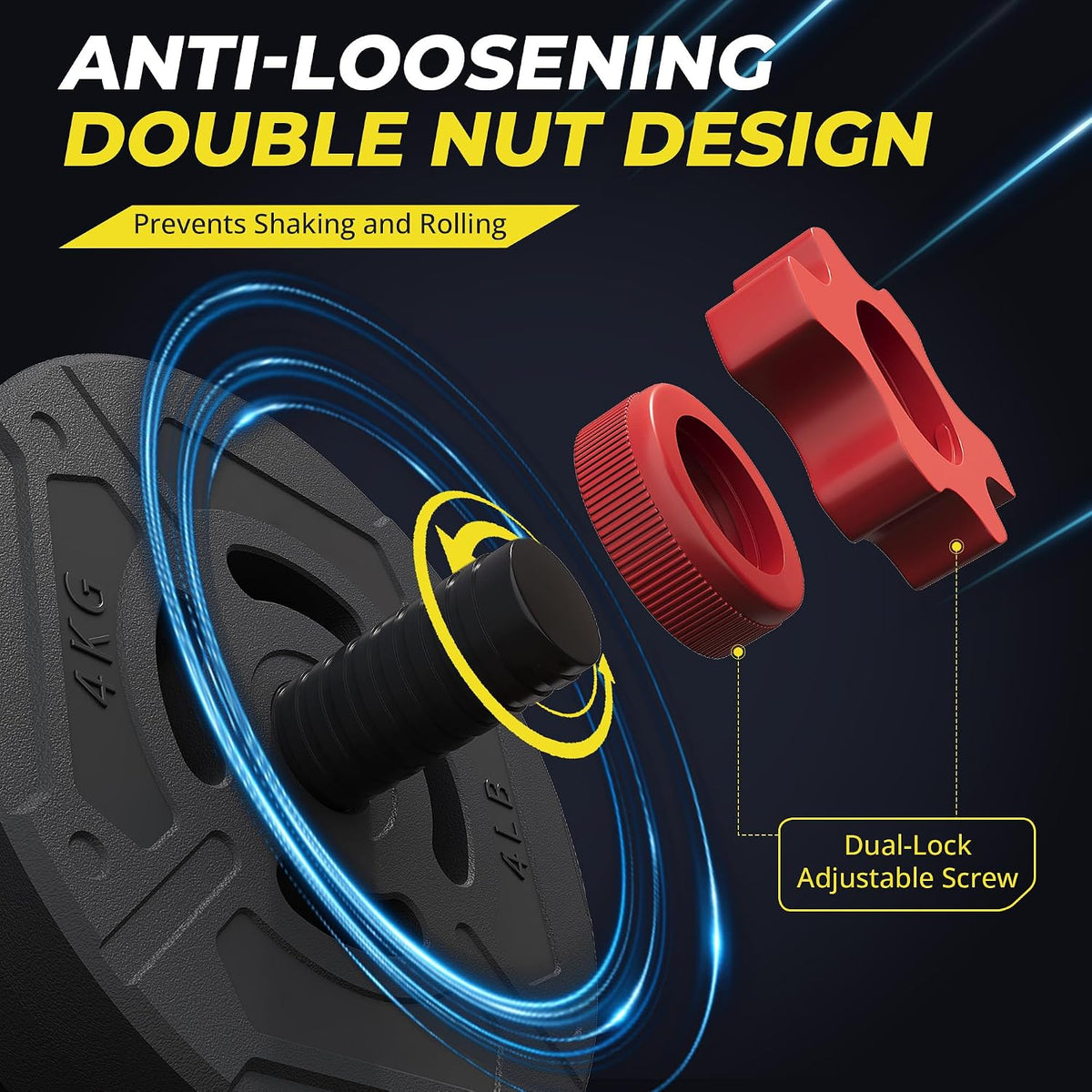 HulkFit Juego de mancuernas ajustables, juego de pesas libres de 40/60 libras con conector, juego de mancuernas 5 en 1 utilizado como barra, pesas rusas, soporte de levantamiento de pesas, placas de