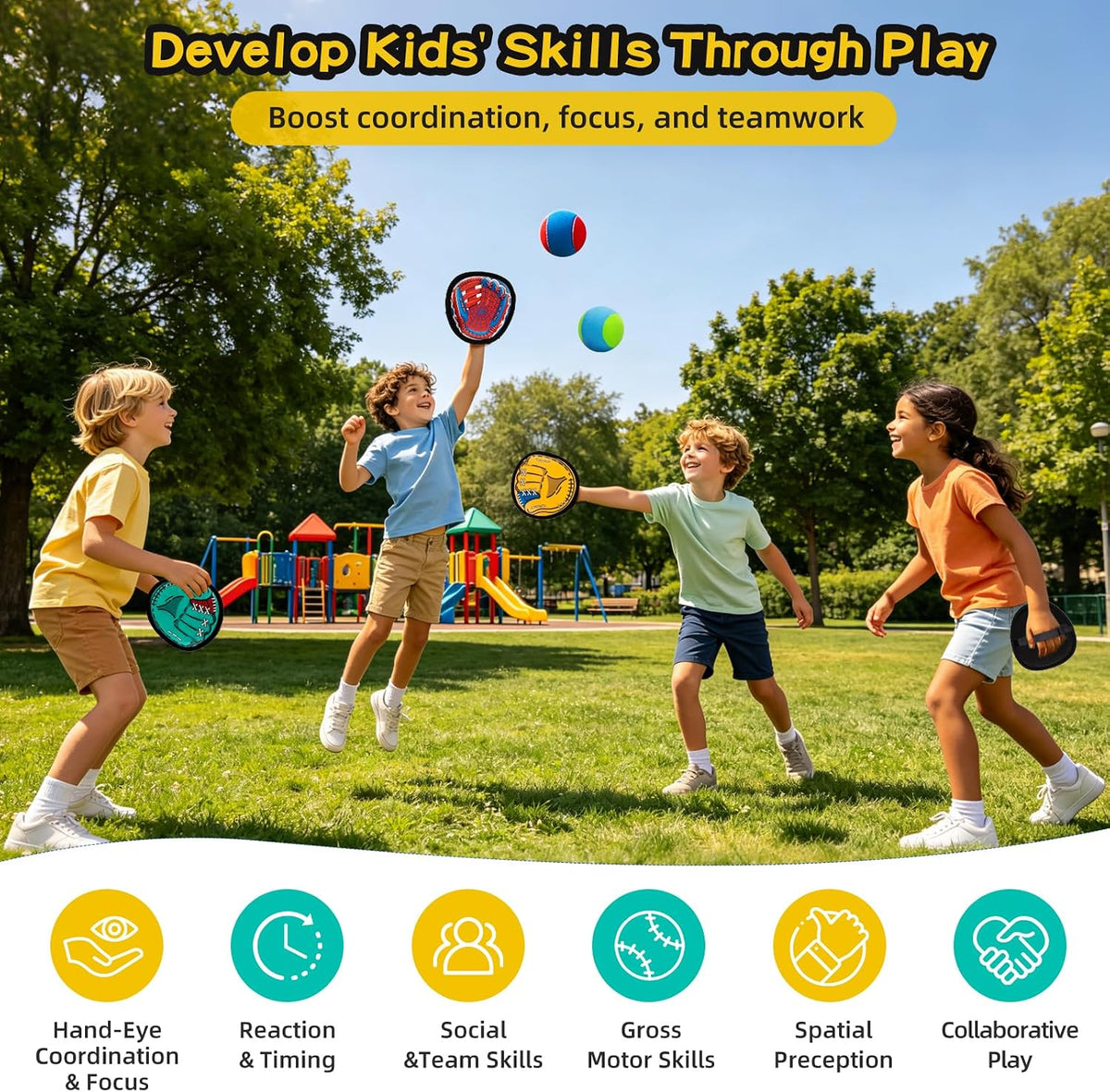 Juego de pelotas para lanzar y atrapar para niños, pelotas suaves adhesivas de béisbol para niños, para interiores y exteriores, patio, césped, camping, playa, juego para la familia, cumpleaños
