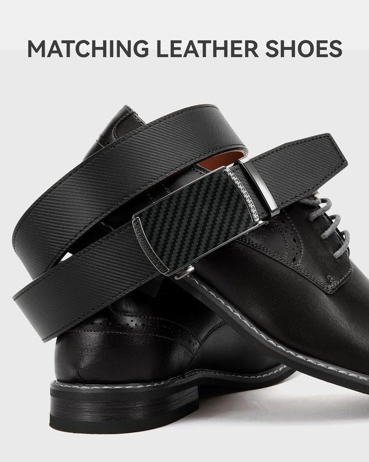 CHAOREN Cinturón para hombre de cuero con trinquete - Ajuste person...