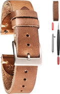 hemsut h Horween - Correas de reloj de cuero para hombre, correa de cuero de liberación rápida para reloj, envoltura de repuesto de 0.71 pulgadas, 0.78 pulgadas, 0.86 pulgadas