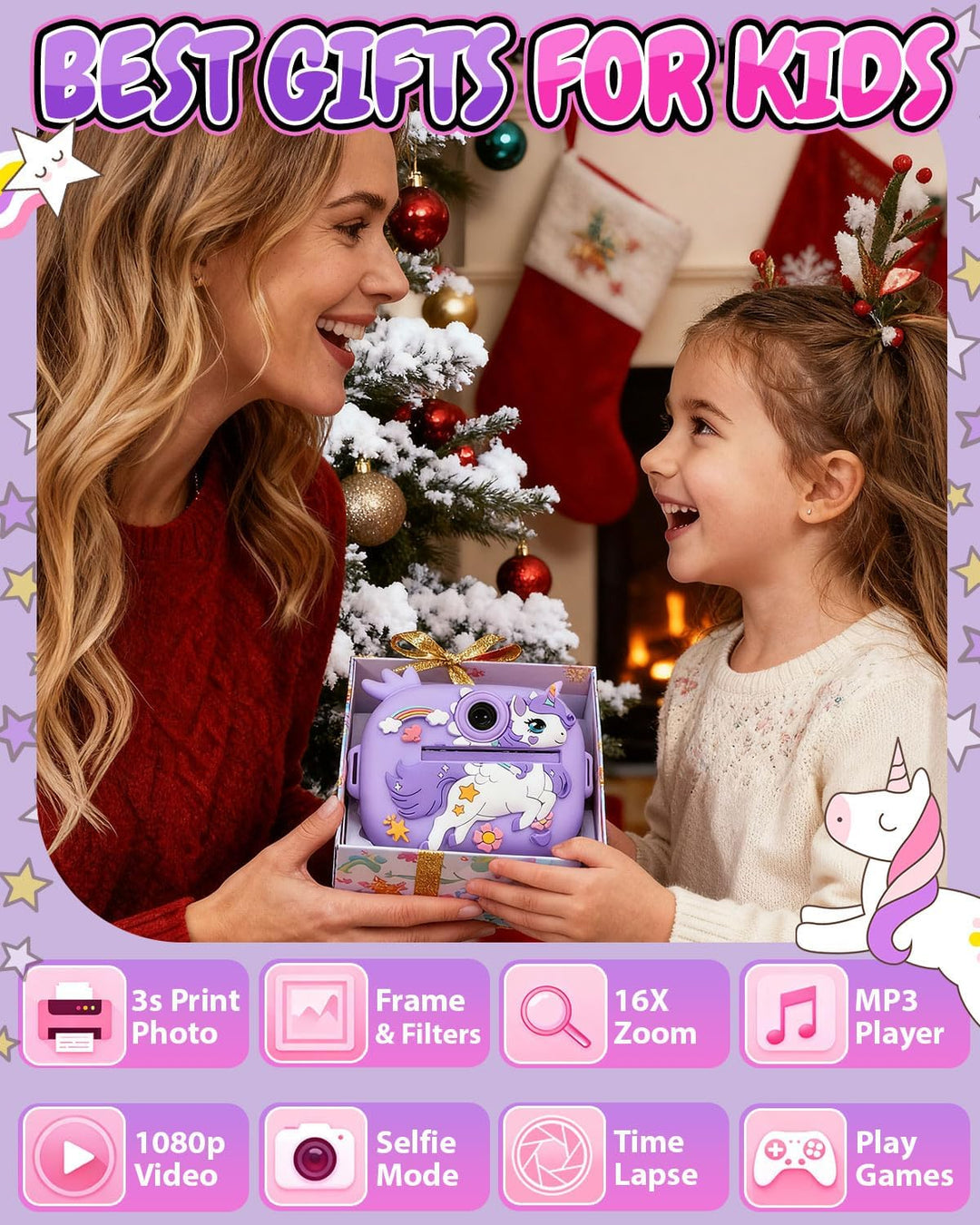Cámara para niños con impresión instantánea, cámaras instantáneas p...