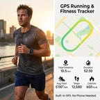 Reloj de correr con GPS para hombres y mujeres, seguimiento de distancia con ritmo promedio, reloj impermeable de 5 ATM con cronómetro, kilometraje, velocidad