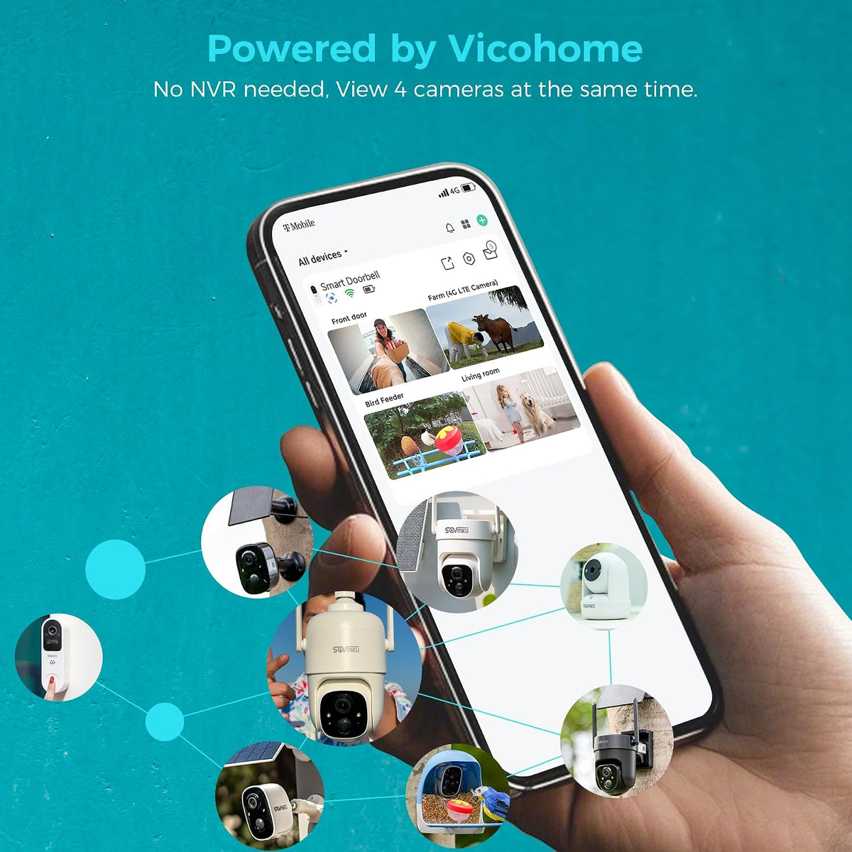 Vicohome 2G6B - Cámara de seguridad solar 2K y timbre de video inteligente DB3 2K con timbre, no necesita NVR, funciona con pilas, fácil de configurar, detección de movimiento, audio bidireccional