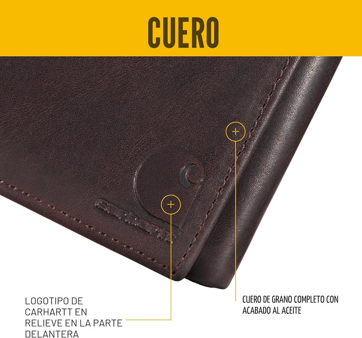 Carhartt Carteras duraderas de cuero marrón aceitado para hombre, d...