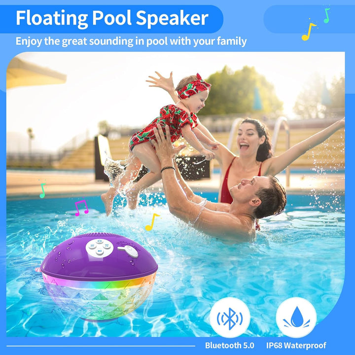 Blufree Altavoces Flotantes de Piscina con Luces Coloridas, Altavoz...