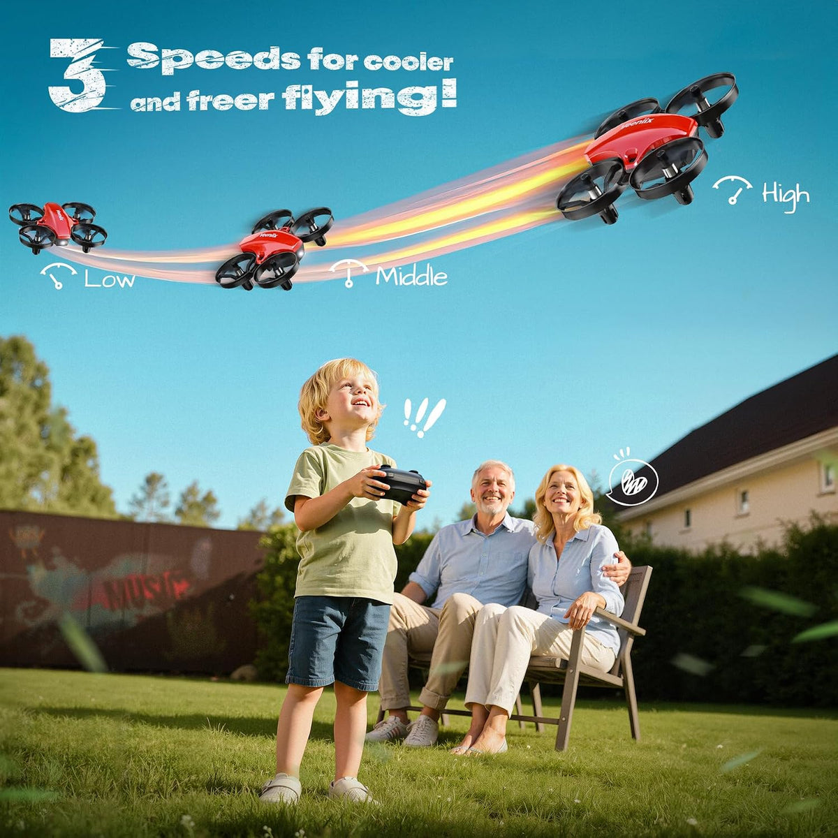 Veeniix V995 Mini dron rojo para niños y principiantes, cuadricóptero de control remoto para interiores con giros en 3D, rotación de 360°, vuelo circular, vuelo estacionario automático, modo sin