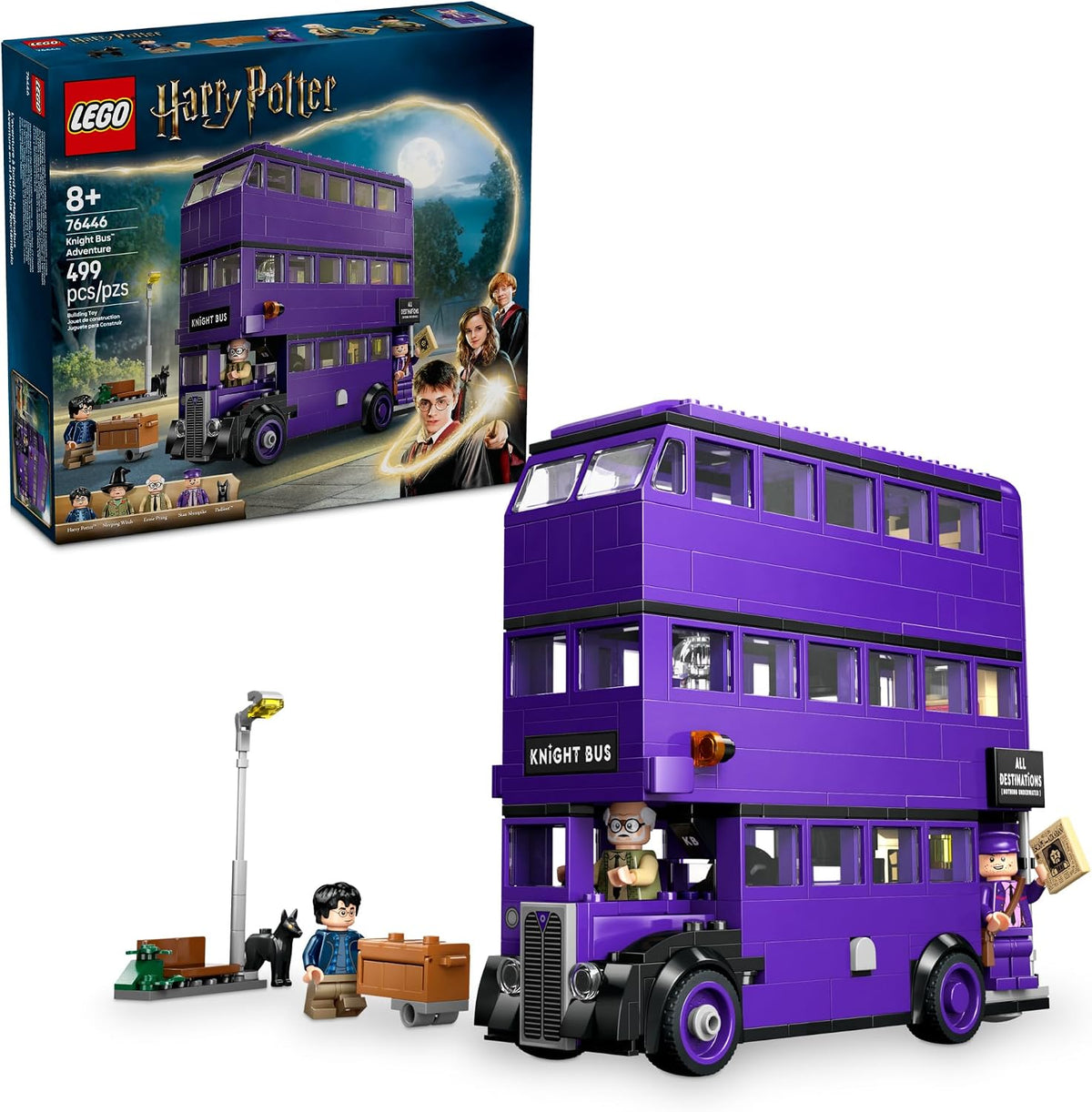 Lámpara LEGO Harry Potter Knight Bus Adventure - Juguete de construcción para niños, niños y niñas, a partir de 8 años - Autobús icónico de Harry Potter y el prisionero de Azkaban - con 5 minifiguras - Idea