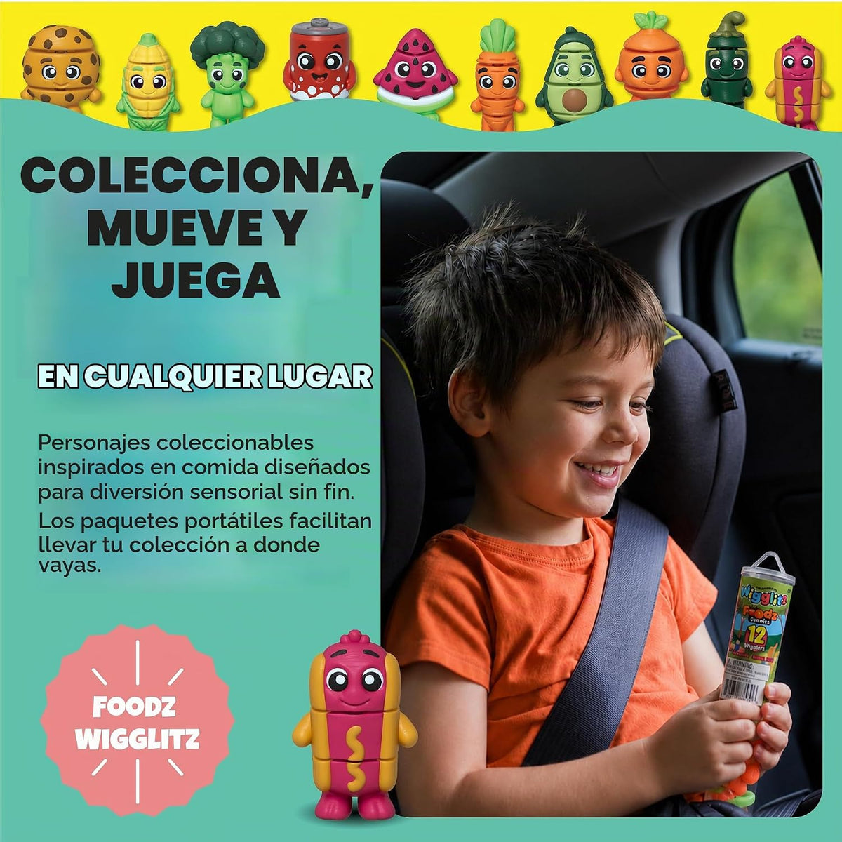 Foodz - Paquete de 12 juguetes coleccionables para ansiedad Wiggly