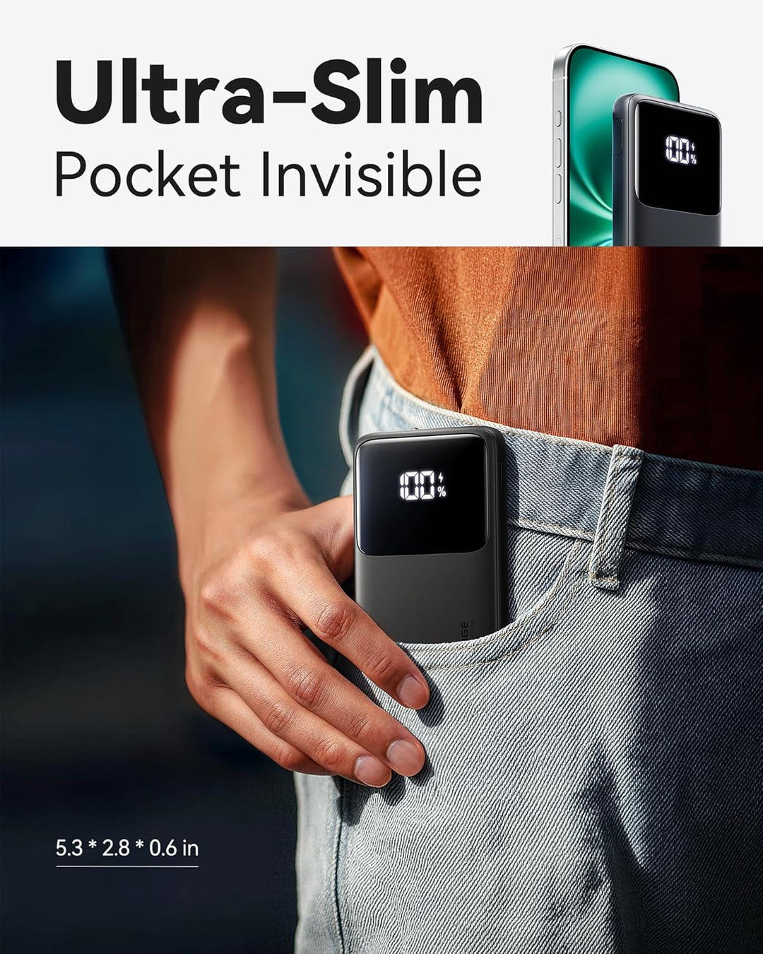 INIU Cargador portátil, carga rápida más delgada de 10000 mAh USB C...