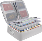 BALEINE Caja de documentos ignífuga con cerradura, bolsa portátil ignífuga para documentos, impermeable, cajas de archivos a prueba de fuego para documentos, caja organizadora de archivos para papeleo