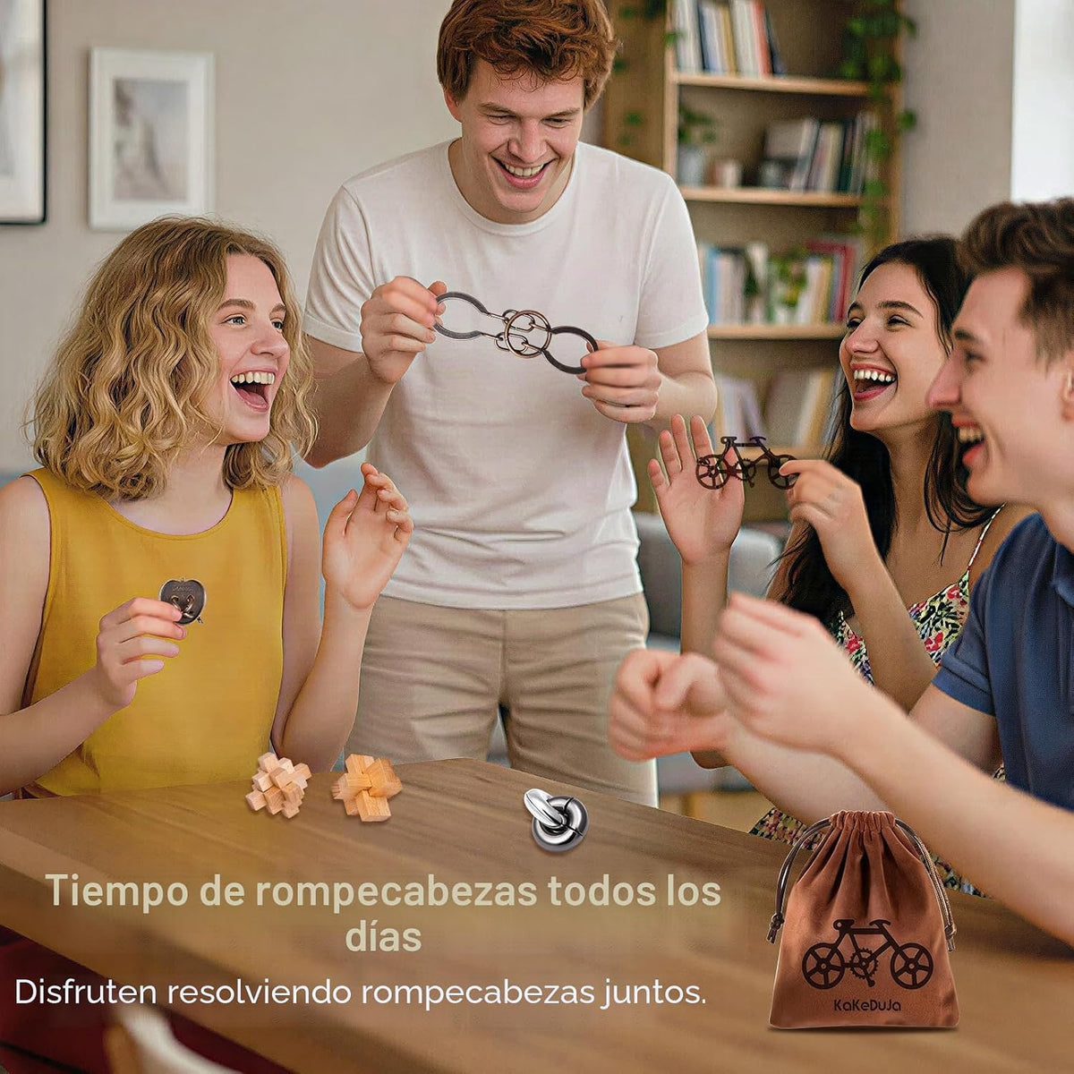 Juego de 32 rompecabezas de rompecabezas para adultos y niños, juego de inteligencia 3D de madera y metal, rompecabezas de lógica de desenmarañamiento desafiante, juego de bolsa de viaje portátil para fiesta familiar