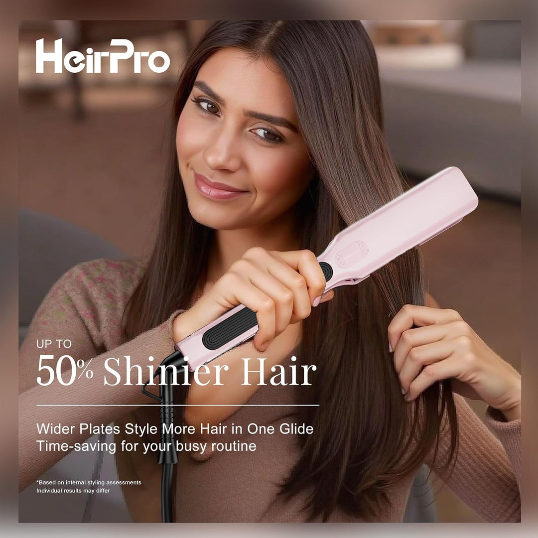 HeirPro Plancha de cerámica con placa flotante 3D, plancha de pelo...
