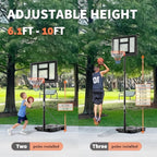 DUMOS Aro de Baloncesto Portátil de Altura Ajustable de 10 Pies para Exteriores para Adultos, Tablero Irrompible de 44 Pulgadas con Aro Absorbente de Impactos, Base Rellenable, 2 Ruedas para Piscina