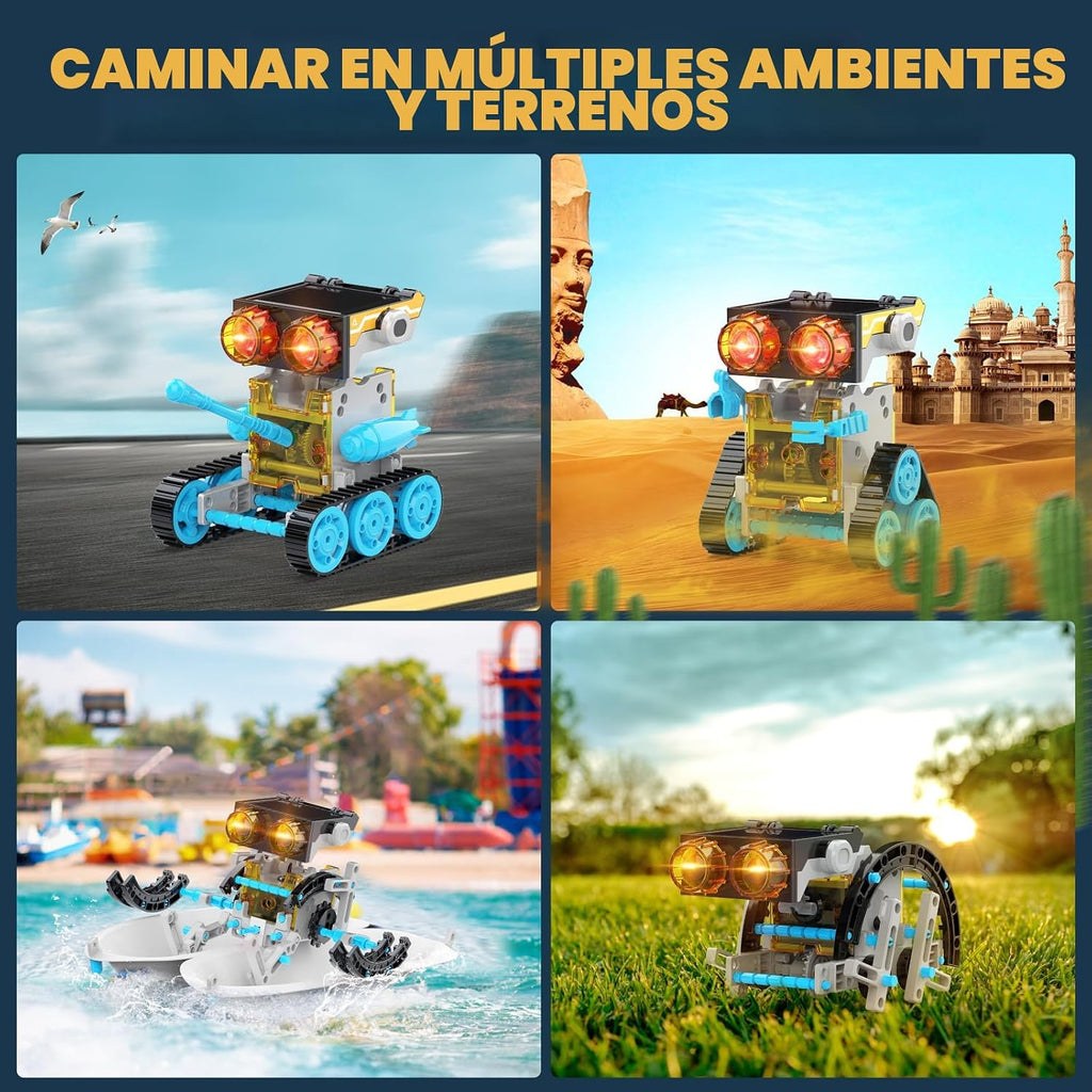 Kit de robot solar 30 en 1, 243 piezas, juego educativo STEM para niños de 8 a 12 años, regalo de experimento científico para cumpleaños (azul)