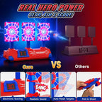 Juguetes de disparo para niños de 3 a 12 años, estilos de héroe con red y sonidos brillantes, puntuación LCD y reinicio automático de 3 objetivos, juegos familiares para interiores y exteriores, regalos de cumpleaños para niños, juguetes de 3, 4, 5, 6, 7,