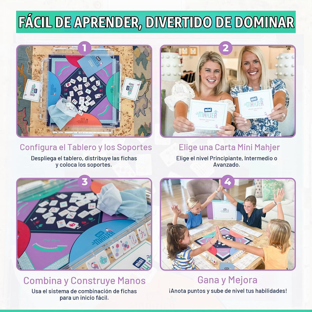 Mini Mahjer Juego de Mahjong americano para principiantes, niños y familias