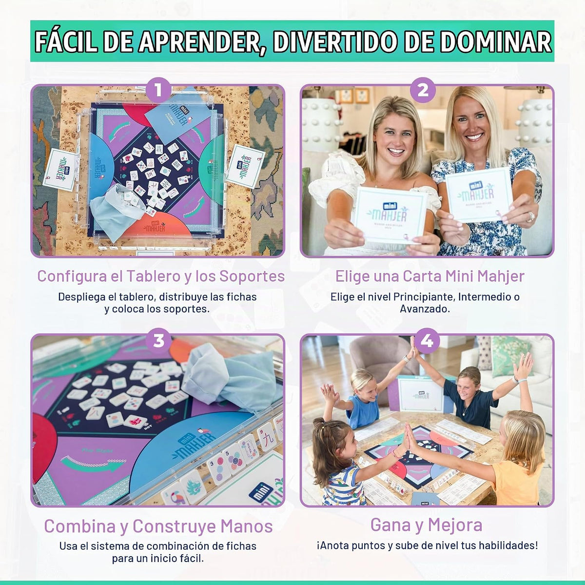 Mini Mahjer Juego de Mahjong americano para principiantes, niños y familias