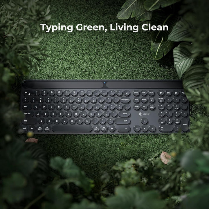 iClever Teclado Bluetooth solar, teclado inalámbrico con carga de l...
