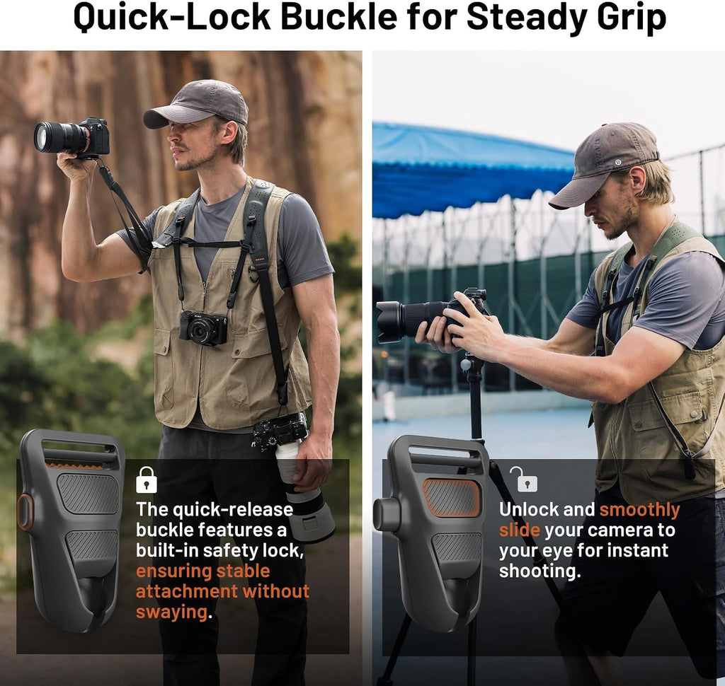 PGYTECH Cámara Strap Master, arnés de cámara dual para 3 cámaras, ajustable