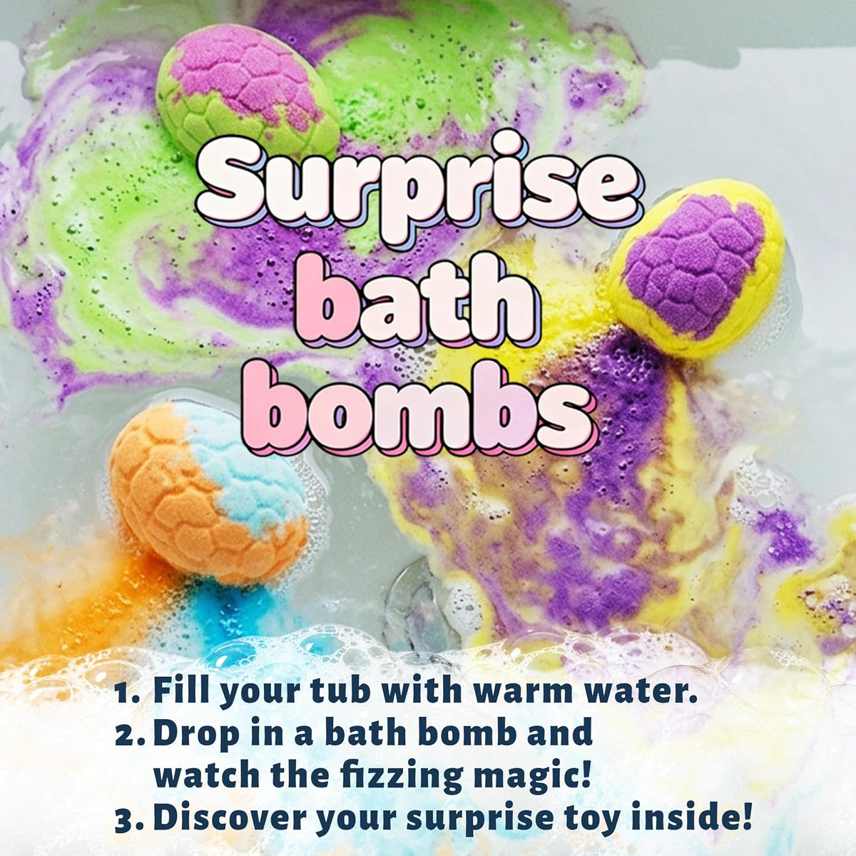 Juego de bombas de baño de huevos de dinosaurio, paquete de 14 chispas sorpresa con juguete oculto en el interior, bombas de baño para niños pequeños y niñas, regalo divertido no tóxico para